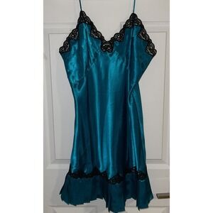 Vintage Victoria's Secret Gold Label Teal & Black Slip Dress NWT Medium Sexy